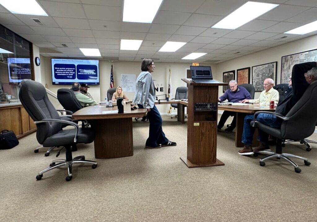 Cory Plasch of CP2 Consulting led the Peotone Village Board in a Strategic Planning Visioning session on February 23-photo by Andrea Arens.