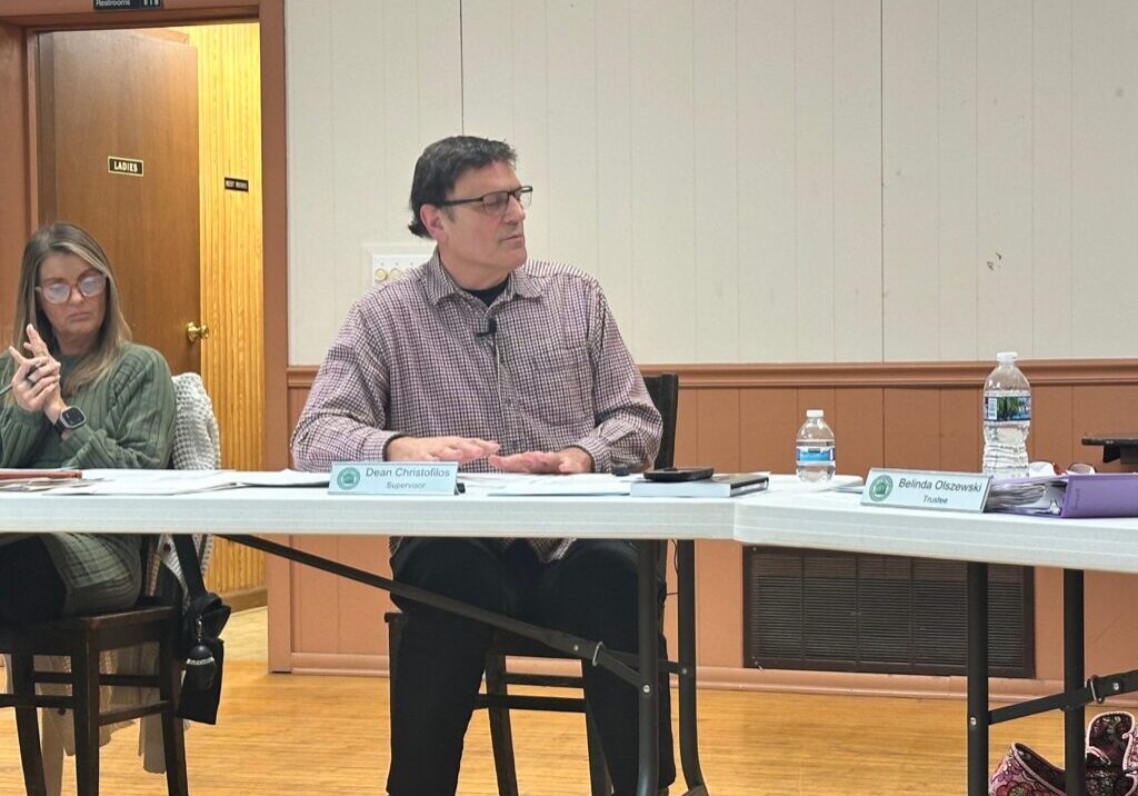 Green Garden Township Supervisor Dean Christofilos engages the board discussion around solar-photo by Andrea Arens.