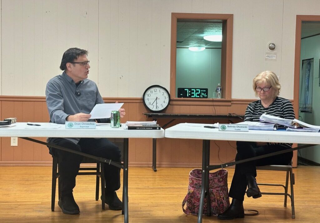Green Garden Township Supervisor reviews the bids of the township building renovations-photo by Andrea Arens.